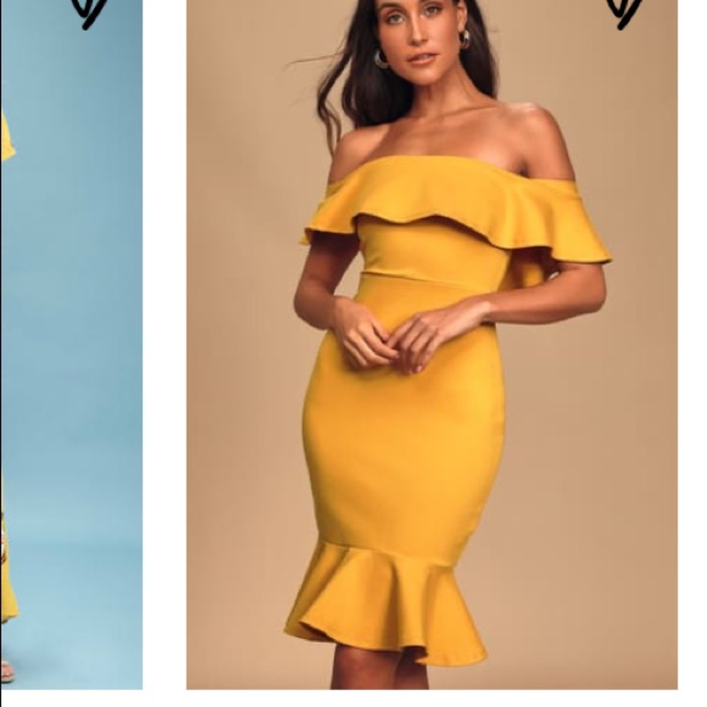 Yellow off the shoulder dress from LuLus